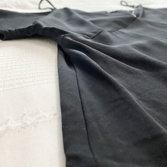 T ALEXANDER WANG BLACK METALLIC CHAIN V-NECK COLD SHOULDER TOP - 6 - Picture 9 of 12